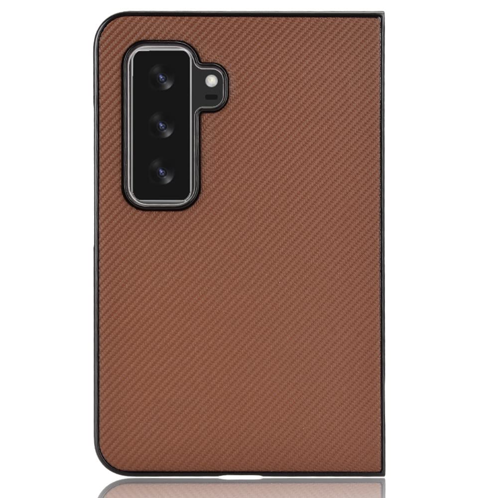 Premium Ultra-Thin Leather Flip Case for Microsoft Surface Duo 2 - Shockproof PC+PU Leather Folio Cover with Card Slot (Brown) | Perfect for Business Professionals & Travel Protection