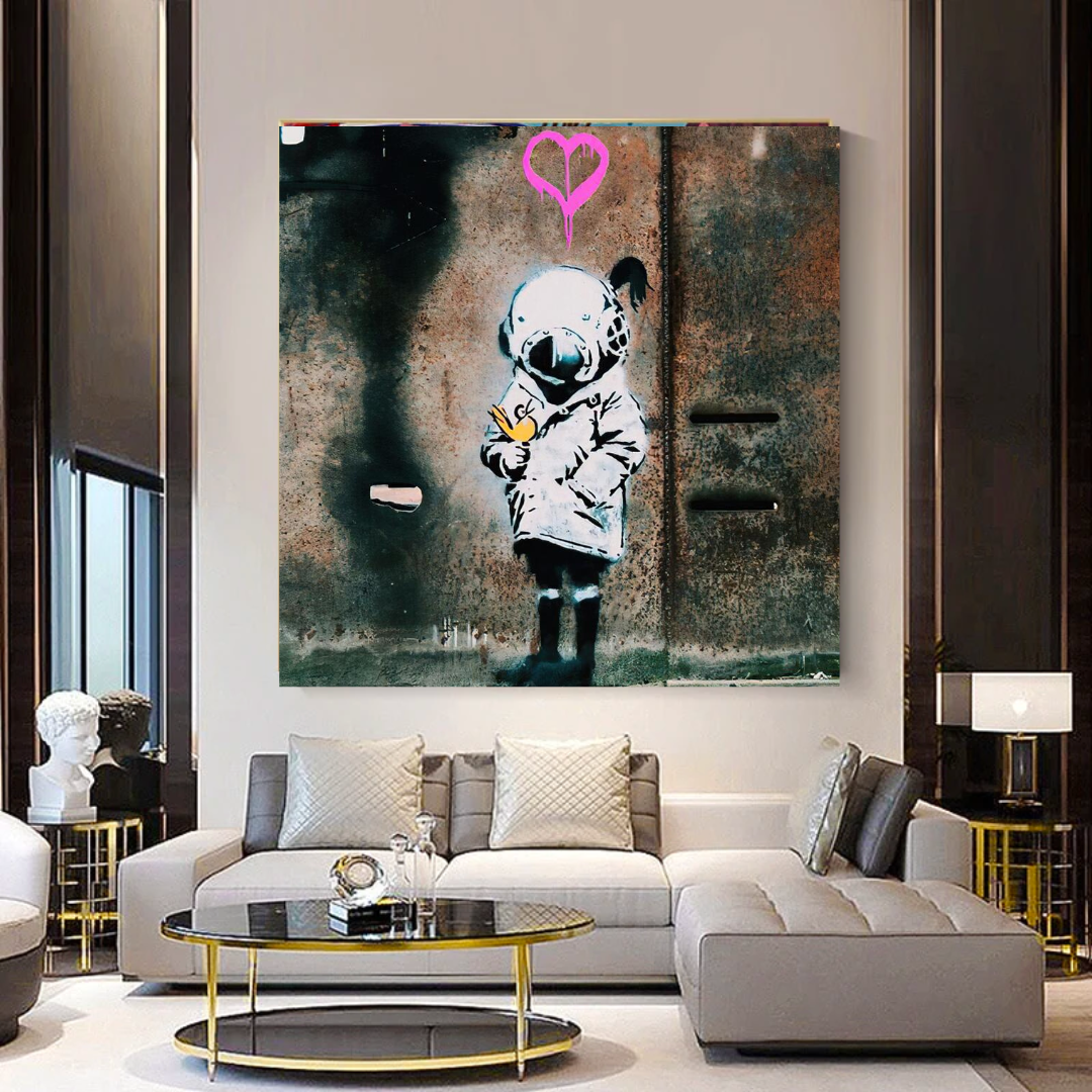 Banksy Space Girl and Bird Wall Art - Stunning Canvas Print for Home & Office Decor | Perfect for Living Room, Bedroom, and Gift Giving