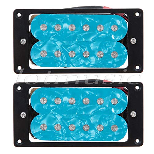 Blue Pearl Electric Guitar Double Coil Pickup Set - Neck & Bridge Position Humbucker Pickups for Rock, Blues & Metal Music Performance