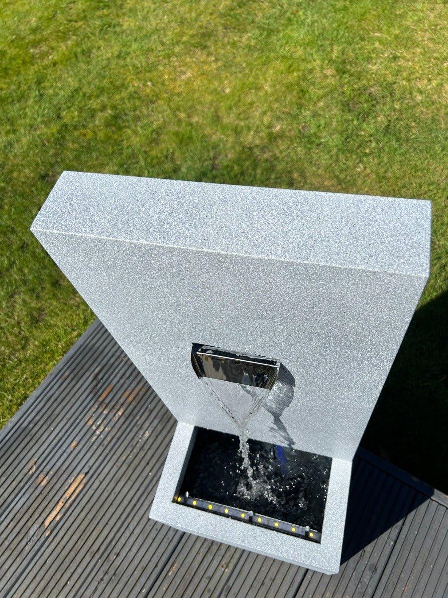 Large Solar-Powered Wall Blade Shower Water Feature with LED Lights - 36.5x27x96cm Outdoor Garden Fountain for Patio, Yard, and Poolside Decor