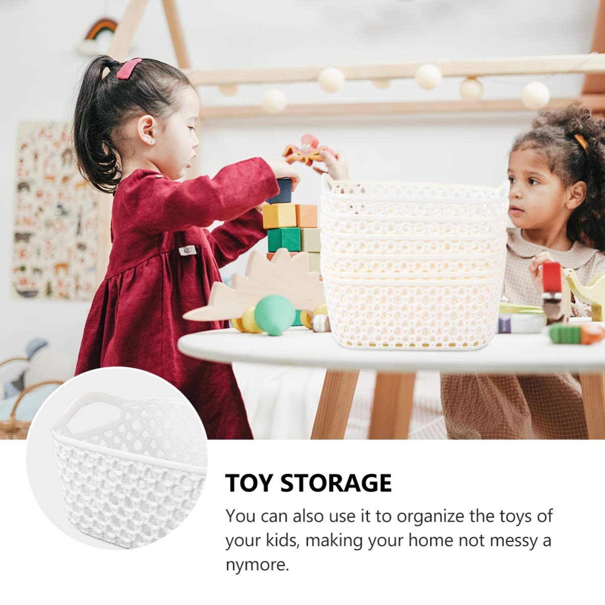 5-Piece Plastic Storage Baskets Set - Desktop & Home Organization for Kitchen, Bathroom, Clothes | Space-Saving Multipurpose Storage Containers for Office, Bedroom, and Dorm Room Organization