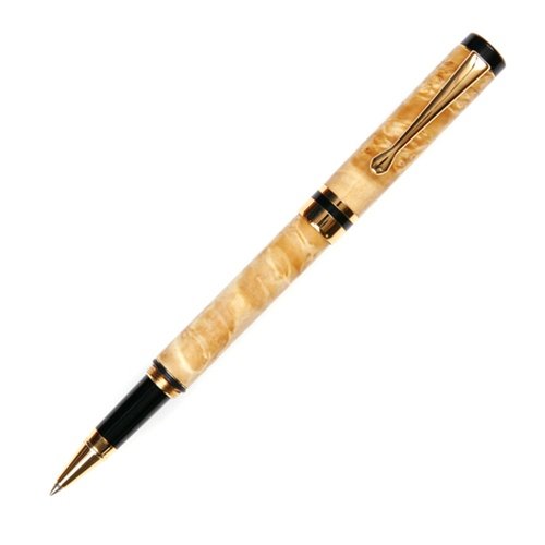 Lanier Pens Classic Rollerball Pen - 24kt Gold Plated - Premium Box Elder Wood - Elegant Writing Instrument for Office, Gifts & Special Occasions