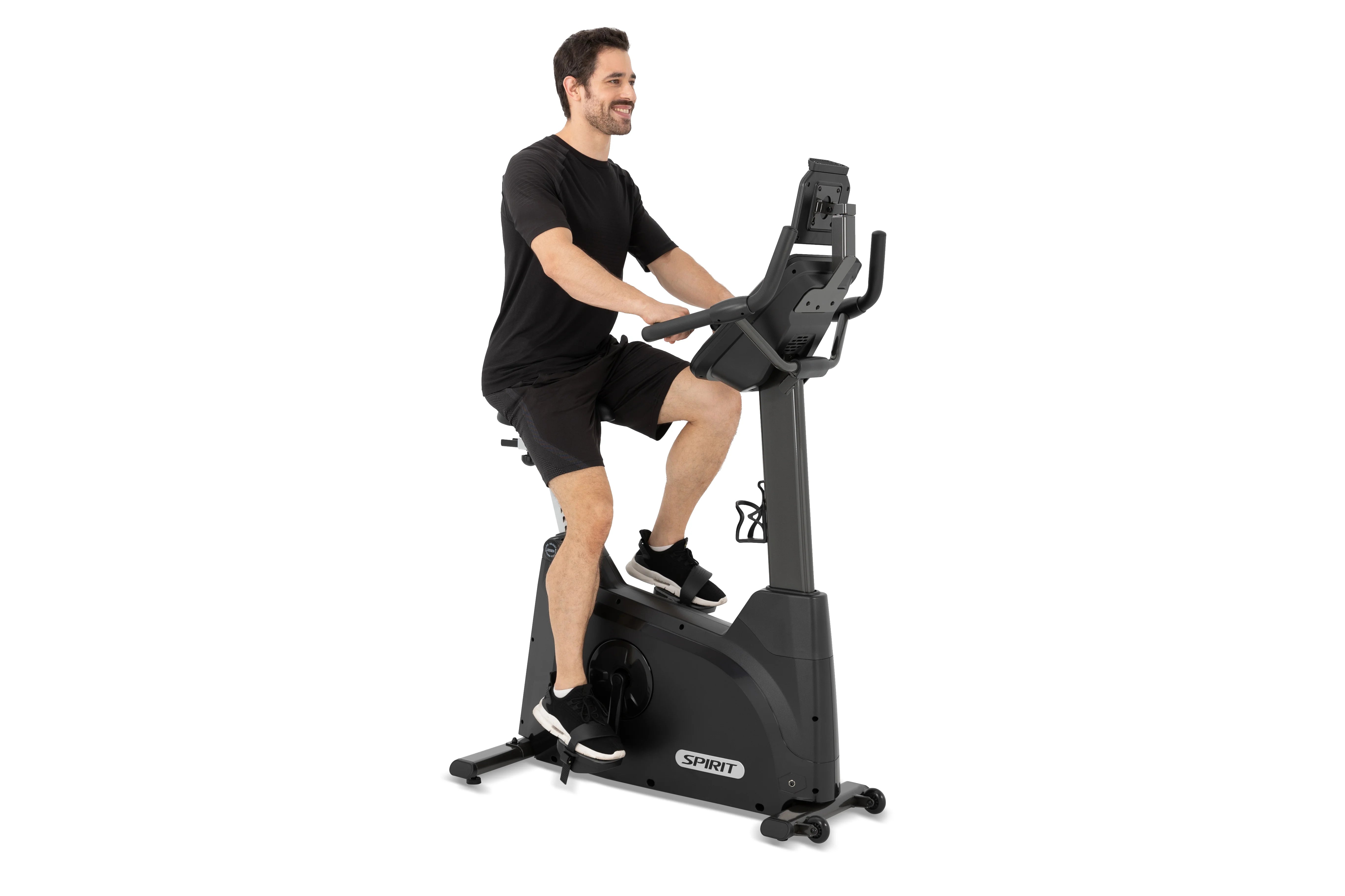Spirit XBU55ENT Upright Exercise Bike with Entertainment Features - Home Gym Equipment for Cardio Workouts & Indoor Cycling Training - Perfect for Small Spaces & Apartment Fitness