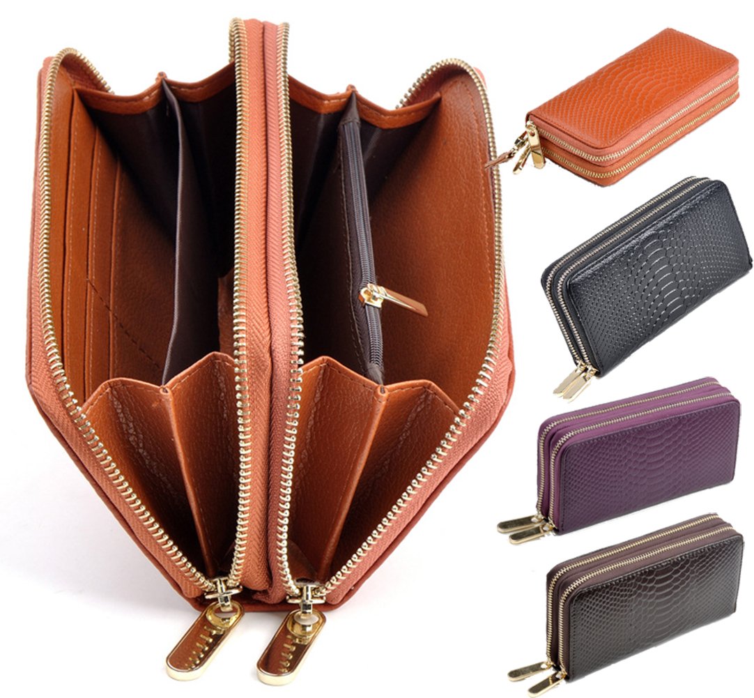 Stylish Leather Wristlet Clutch for Women - Large Capacity Handbag Wallet (7.5x3.7x1.6