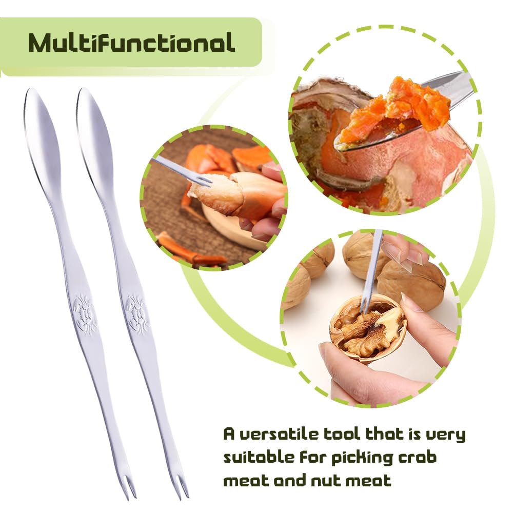Heavy Duty Nut Cracker for Walnuts, Almonds, Pecans & All Nuts - Lobster Crab Shell Cracker with 2 Forks & Non-Slip Handle - Perfect for Seafood, Holiday Parties & Kitchen Use