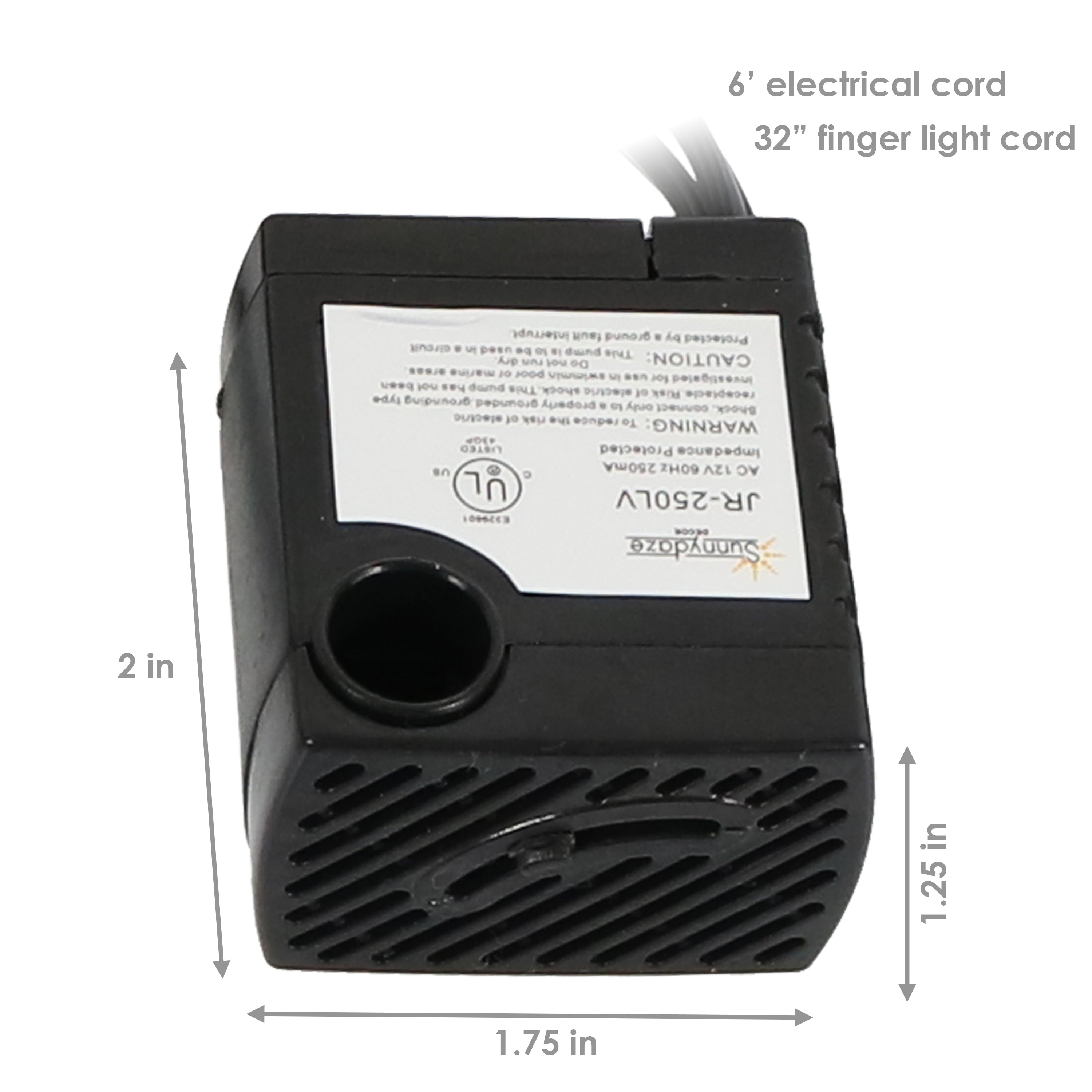 12W Sunnydaze Electric Submersible Water Pump with LED Finger Light - Ideal for Ponds, Fountains, Aquariums & Hydroponic Systems