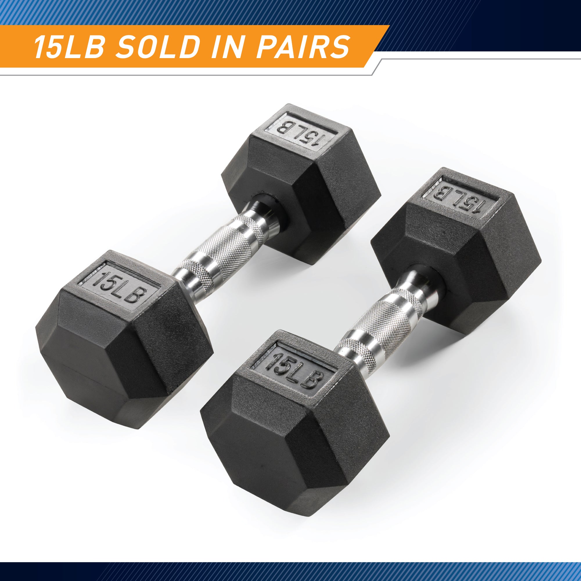 15lb Rubber Hex Dumbbell Pair - Heavy Duty Workout Weights for Strength Training, Home Gym & Fitness | Marcy RHDB 015 | Perfect for CrossFit, Weightlifting & Home Exercise