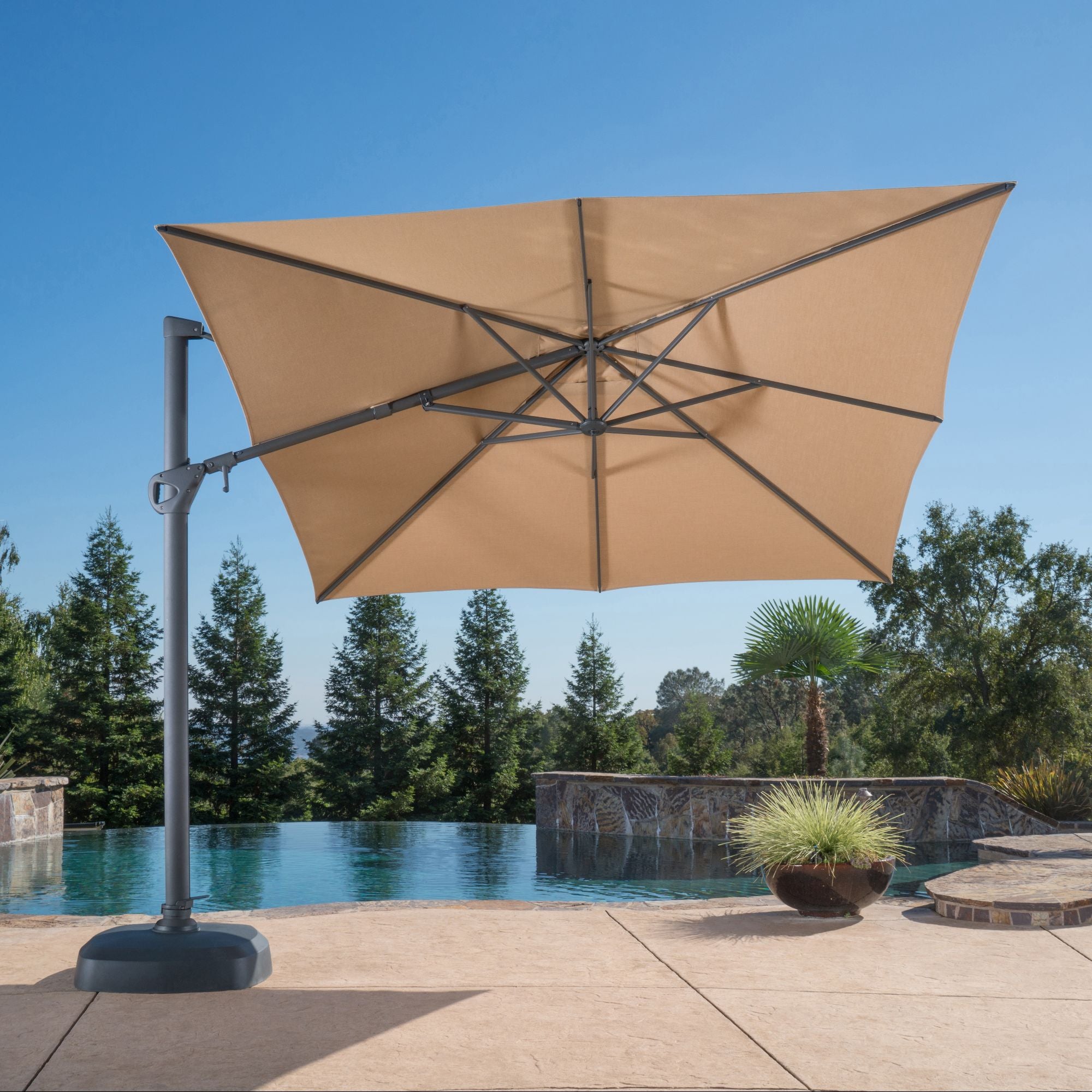 10' Square Cantilever Umbrella - Outdoor Patio Sun Shade with Adjustable Tilt - Perfect for Poolside, Garden, Deck, and Backyard Relaxation