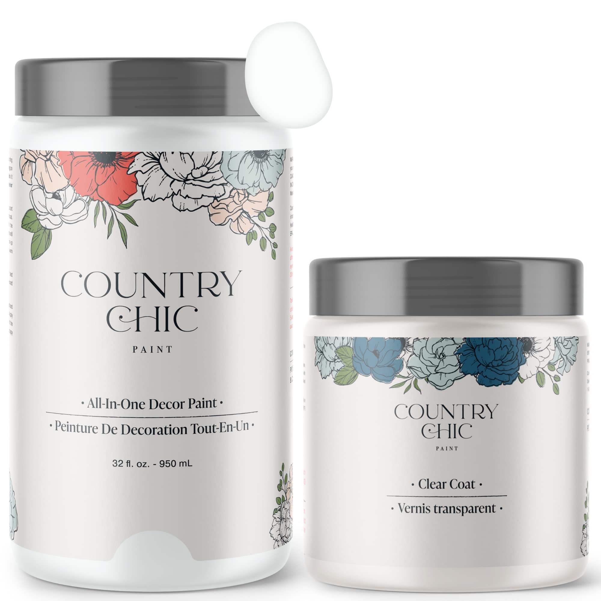 Chalk Style Paint and Clear Coat Bundle for Furniture, Home Decor, and DIY Crafts - Simplicity White | Perfect for Upcycling, Refinishing, and Creative Projects