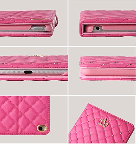 Topwin Diamond Crown Design PU Leather Case for iPad 9.7 (2017/2018) & iPad Air 2/Air - Auto Sleep/Wake, Shockproof Protective Cover with Stand (White) - Perfect for Work, School & Travel
