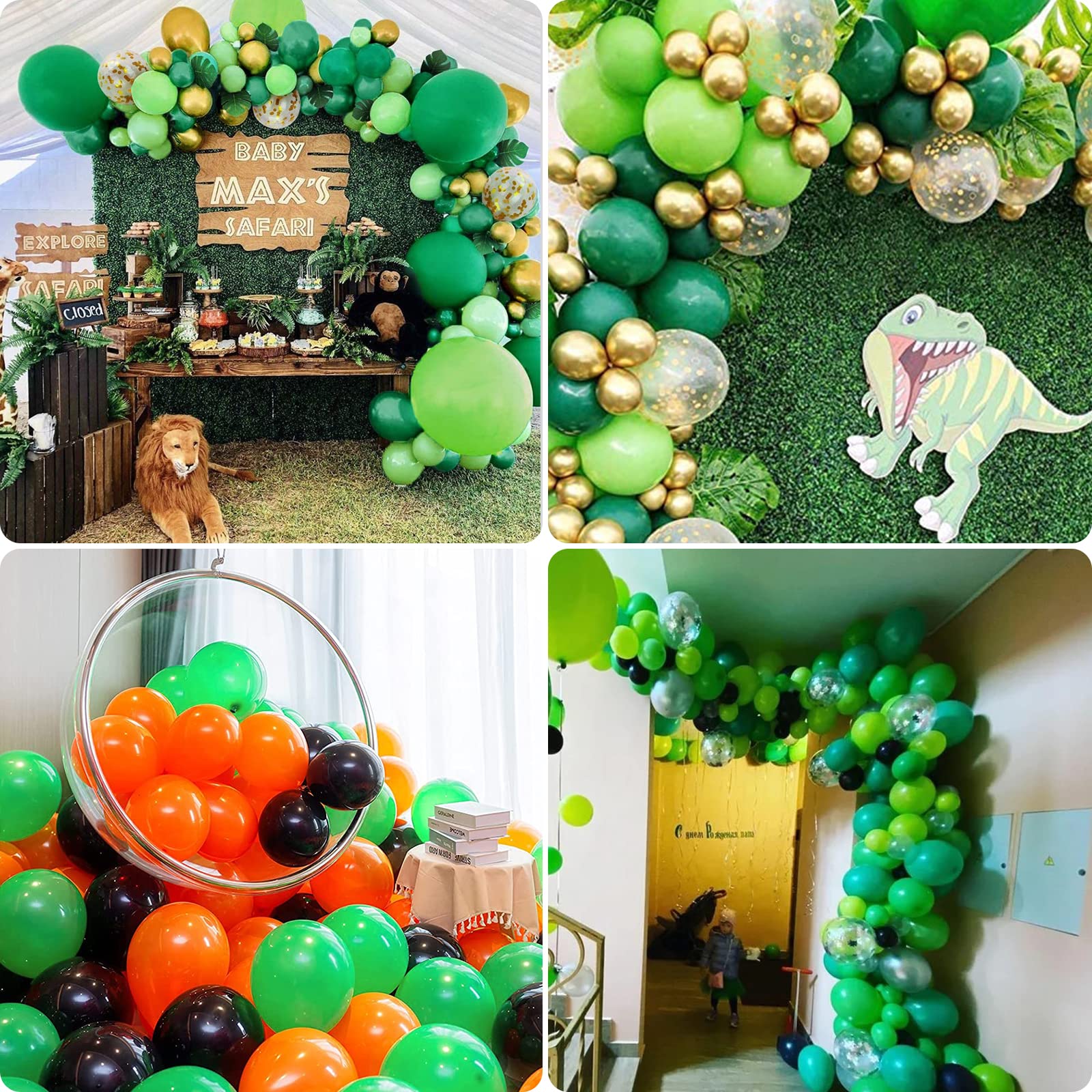 94pcs Light Green Balloons Garland Arch Kit - 5/10/12/18 Inch Matte Latex Balloons for Baby Shower, Birthday Party, Jungle & Dinosaur Theme Decorations - Perfect for Gender Reveals, Wedding Decor and Photo Backdrops