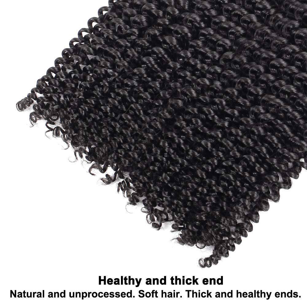 Yvonne Kinky Curly Human Hair Weave 3 Bundles - 100% Brazilian Virgin Hair Extensions (14 16 18 Inch) - Natural Black Color for Afro-Caribbean Hairstyles - Perfect for Braids, Twist Outs & Protective Styles