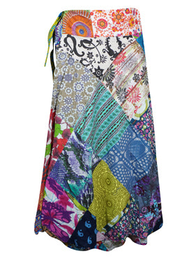 Women's Blue Floral Print Wrap Beach Skirt - Lightweight Summer Skirt for Vacation, Poolside, Tropical Getaways & Boho Outfits