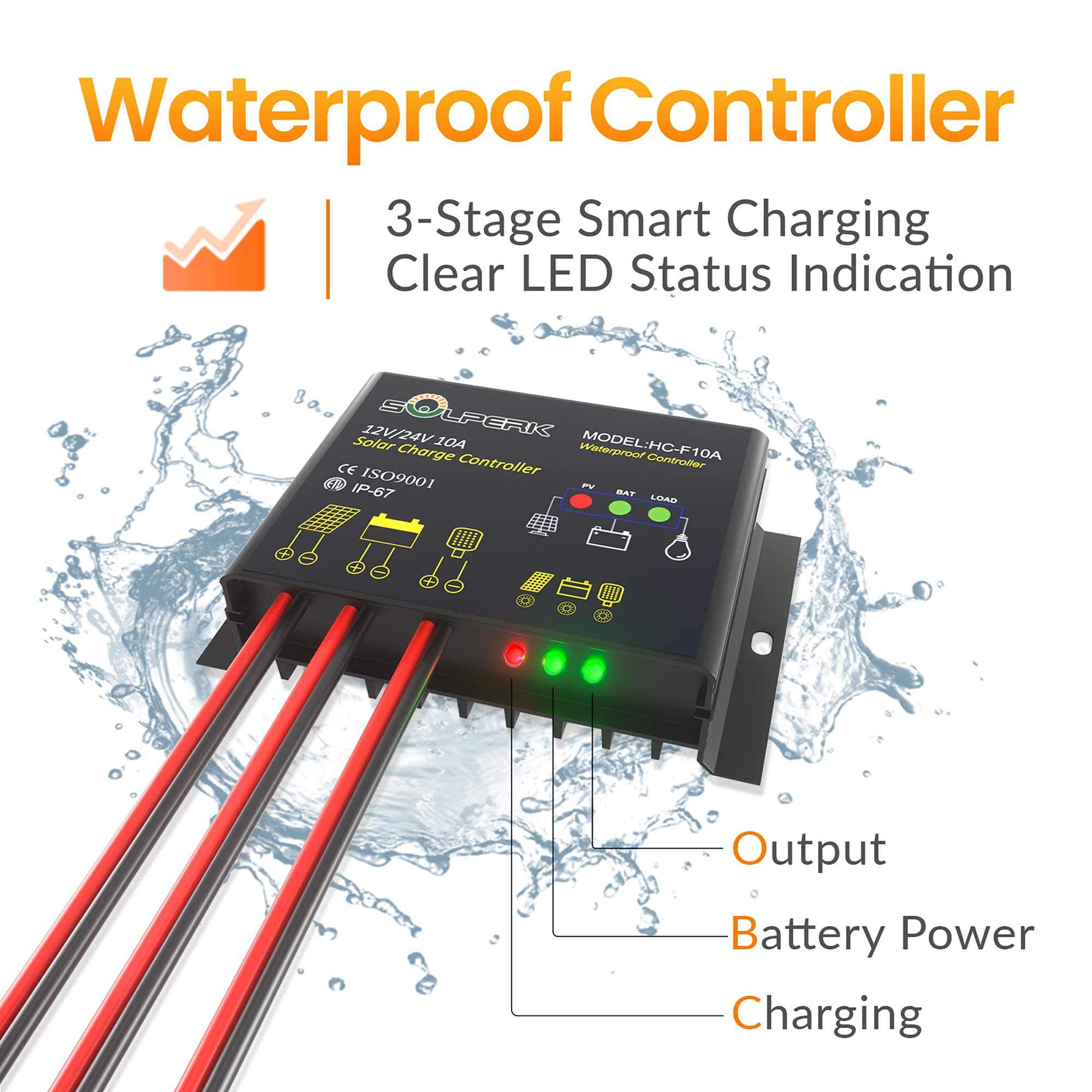 SOLPERK 50W 12V Solar Panel Kit with Waterproof Controller - Solar Battery Trickle Charger & Maintainer for Boats, Cars, RVs, Motorcycles, Marine & Automotive Use - Perfect for Off-Grid Power & Outdoor Adventures (Mounting Bracket Not Included)