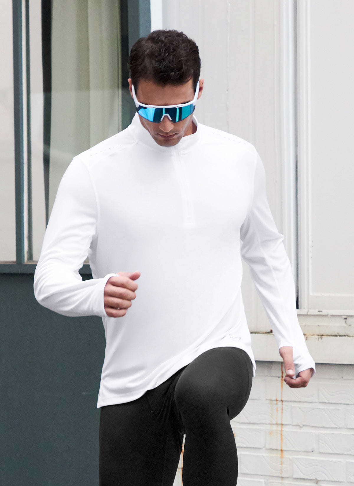 RX Stretch Men's Fingerhole Half Zip Up Pullover - Lightweight Workout Hoodie for Gym, Running & Outdoor Activities