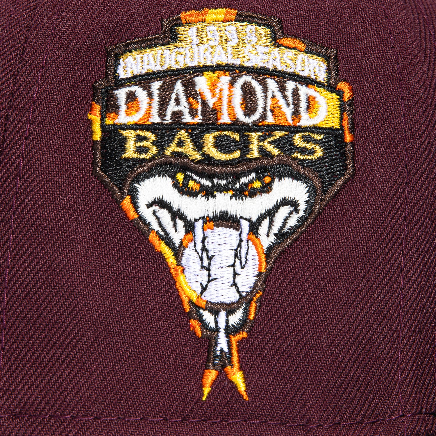 New Era 59Fifty MLB Arizona Diamondbacks Inaugural Patch Tortoise Shell Snapback Hat - Maroon & Green | Official Licensed Baseball Cap for Fans, Streetwear & Sports Enthusiasts