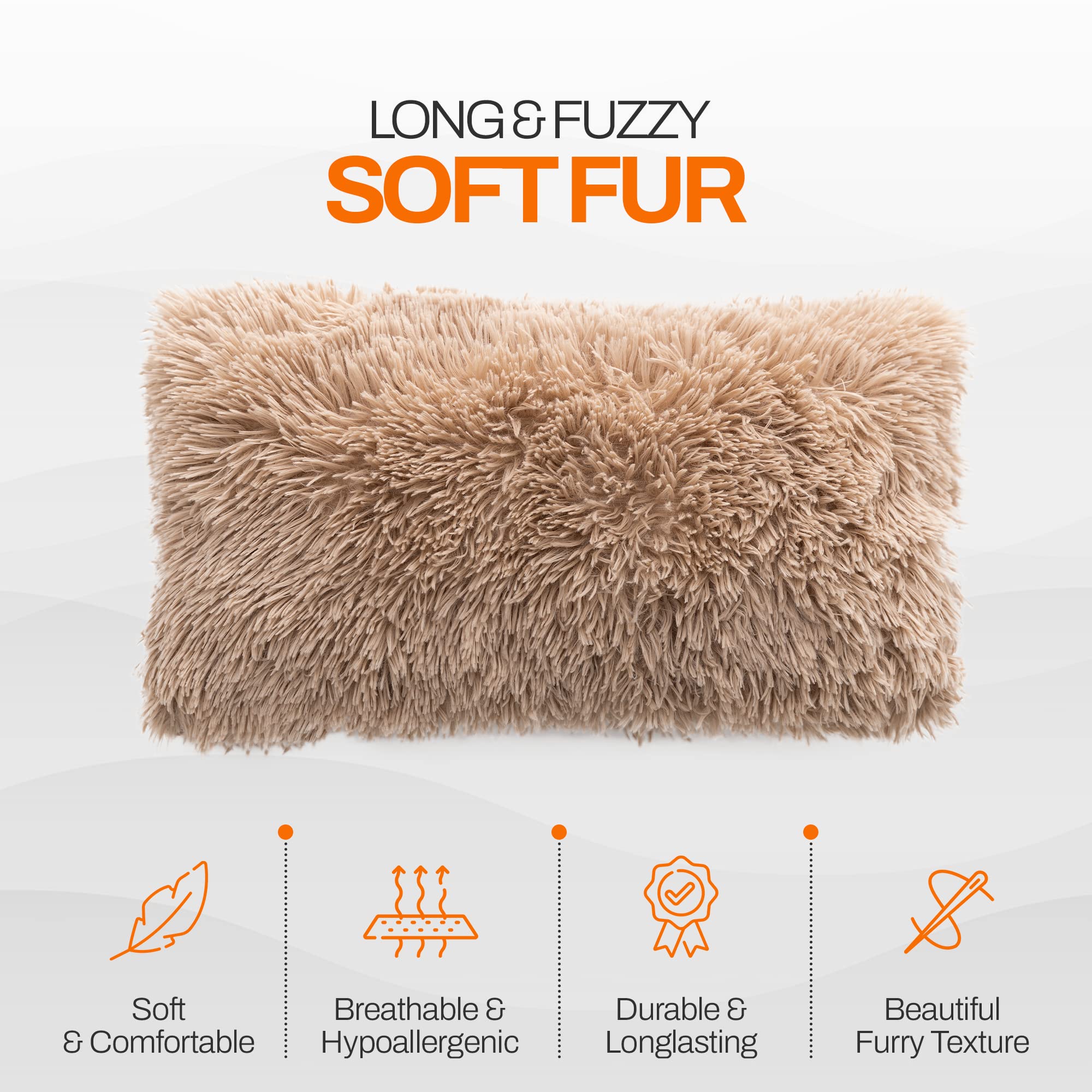 Soft Shaggy Throw Pillows for Couch and Bed - 12