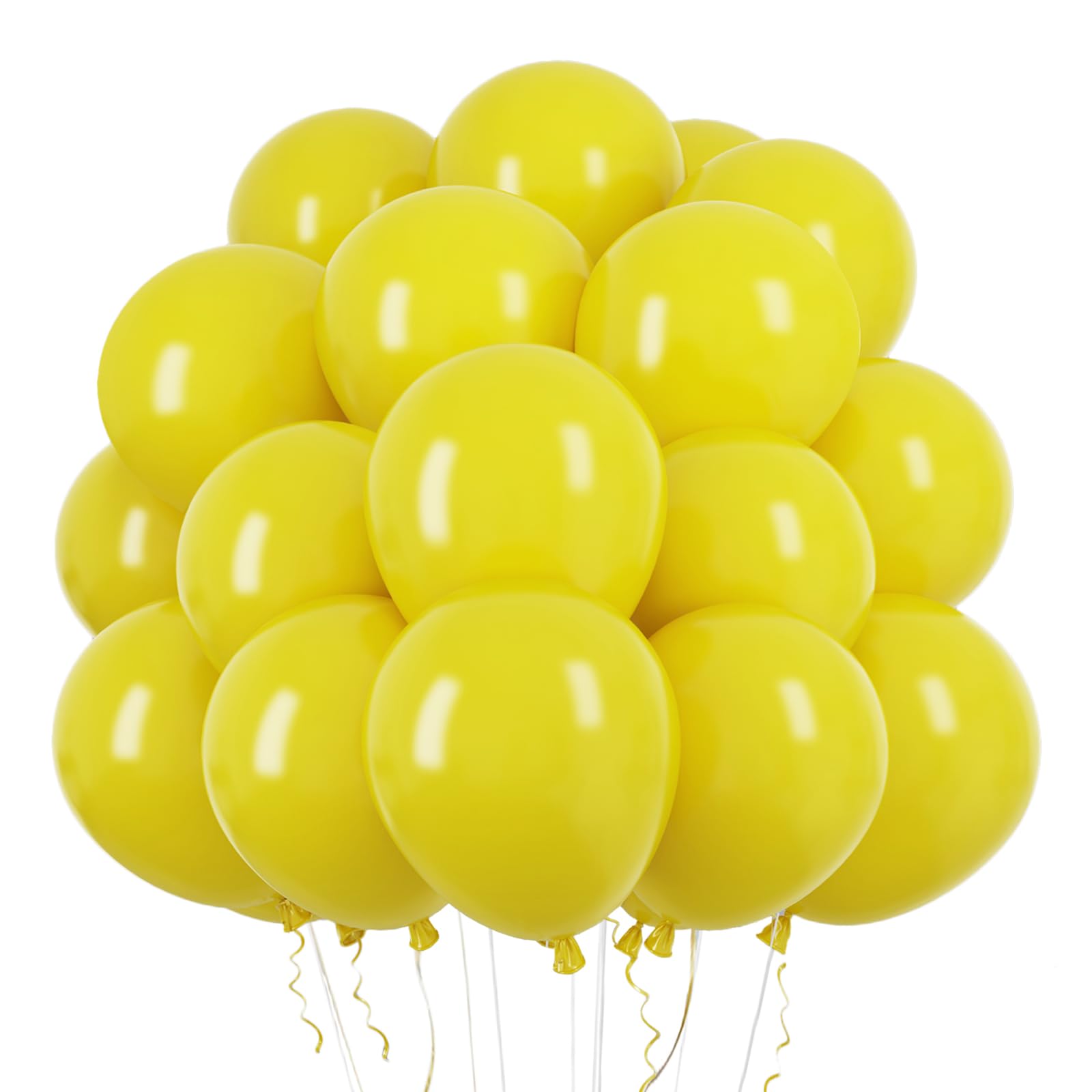 12 Inch Yellow Balloons 50pcs with Ribbon for Party Decorations | Birthday Wedding Baby Shower