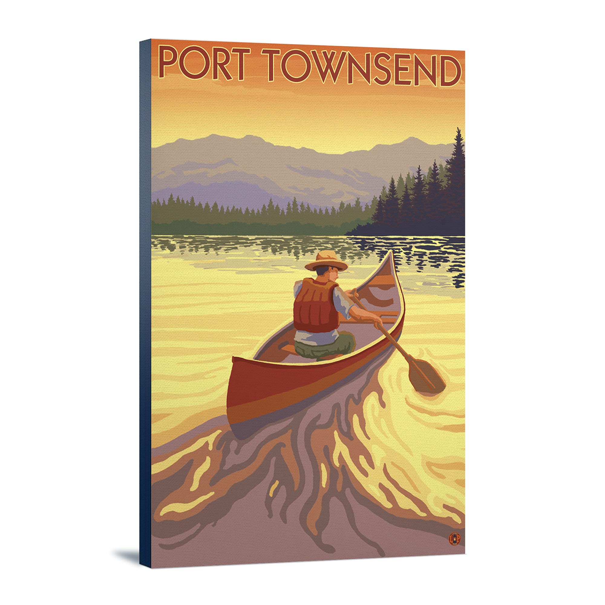 Lantern Press Port Townsend WA Canoe Wall Art - 12x18 Wrapped Canvas Print for Home & Office Decor | Nature Inspired Landscape Painting for Living Room, Bedroom or Cabin