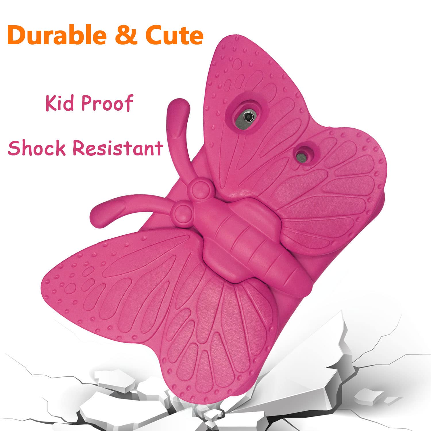 Cute Butterfly Shockproof EVA Foam iPad Case for Kids - Compatible with iPad 9th/8th/7th Gen (2021/2020/2019) 10.2