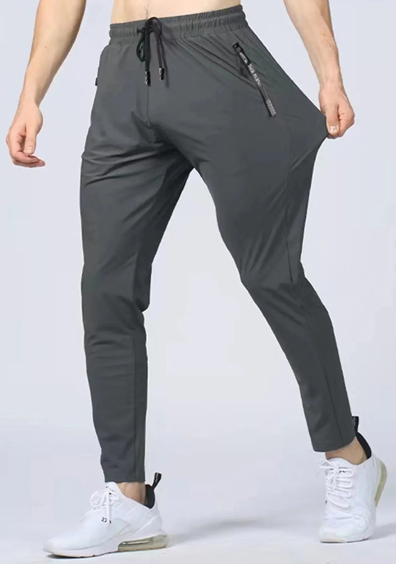 Men's Quick-Drying Breathable Joggers with Waist Drawstring - High Stretch Athletic Pants for Running, Gym Workouts & Casual Wear | Fitness & Lounge Comfort