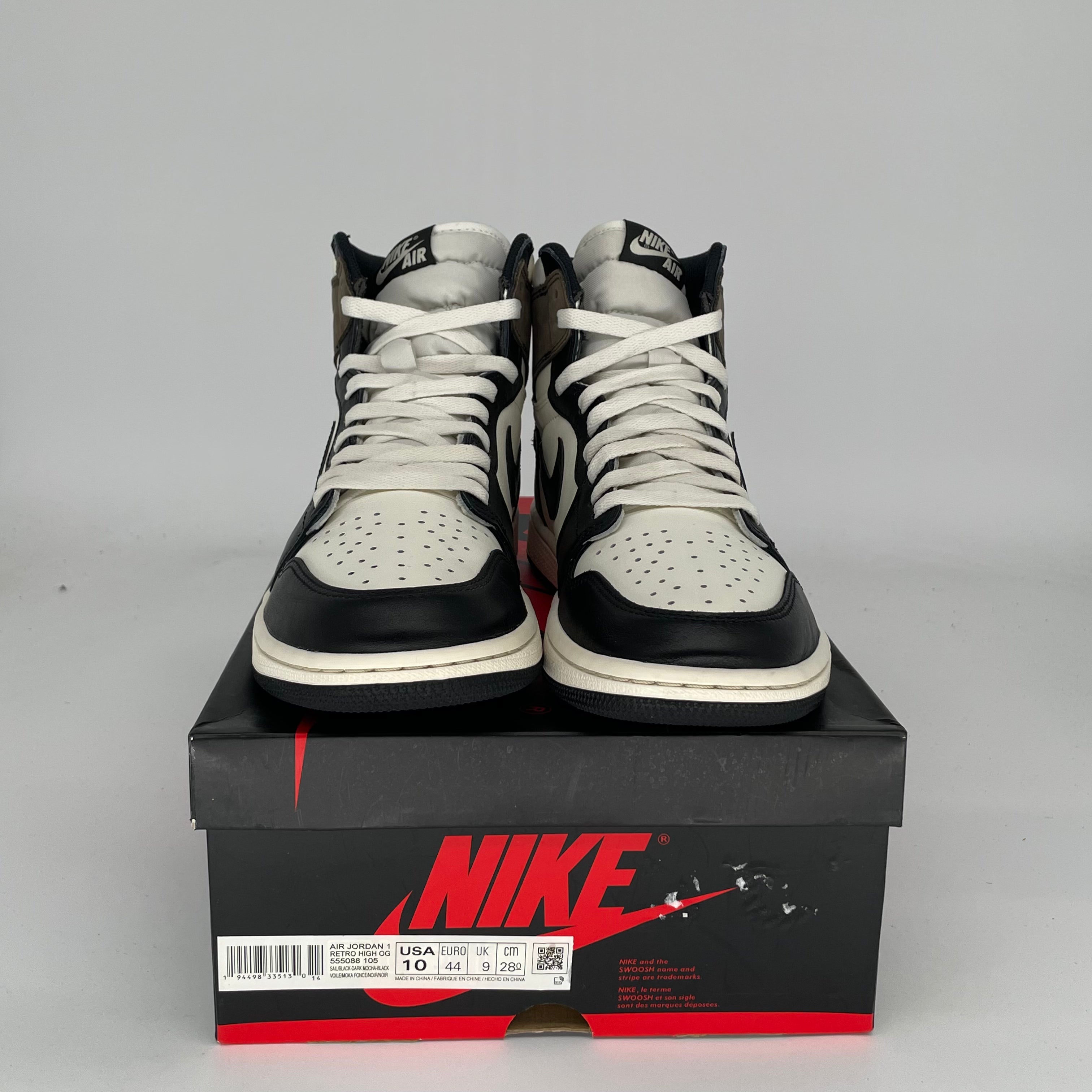 Air Jordan 1 Dark Mocha Men's Basketball Shoes Size 10 (555088-105) - Retro High Top Sneakers for Streetwear & Casual Fashion