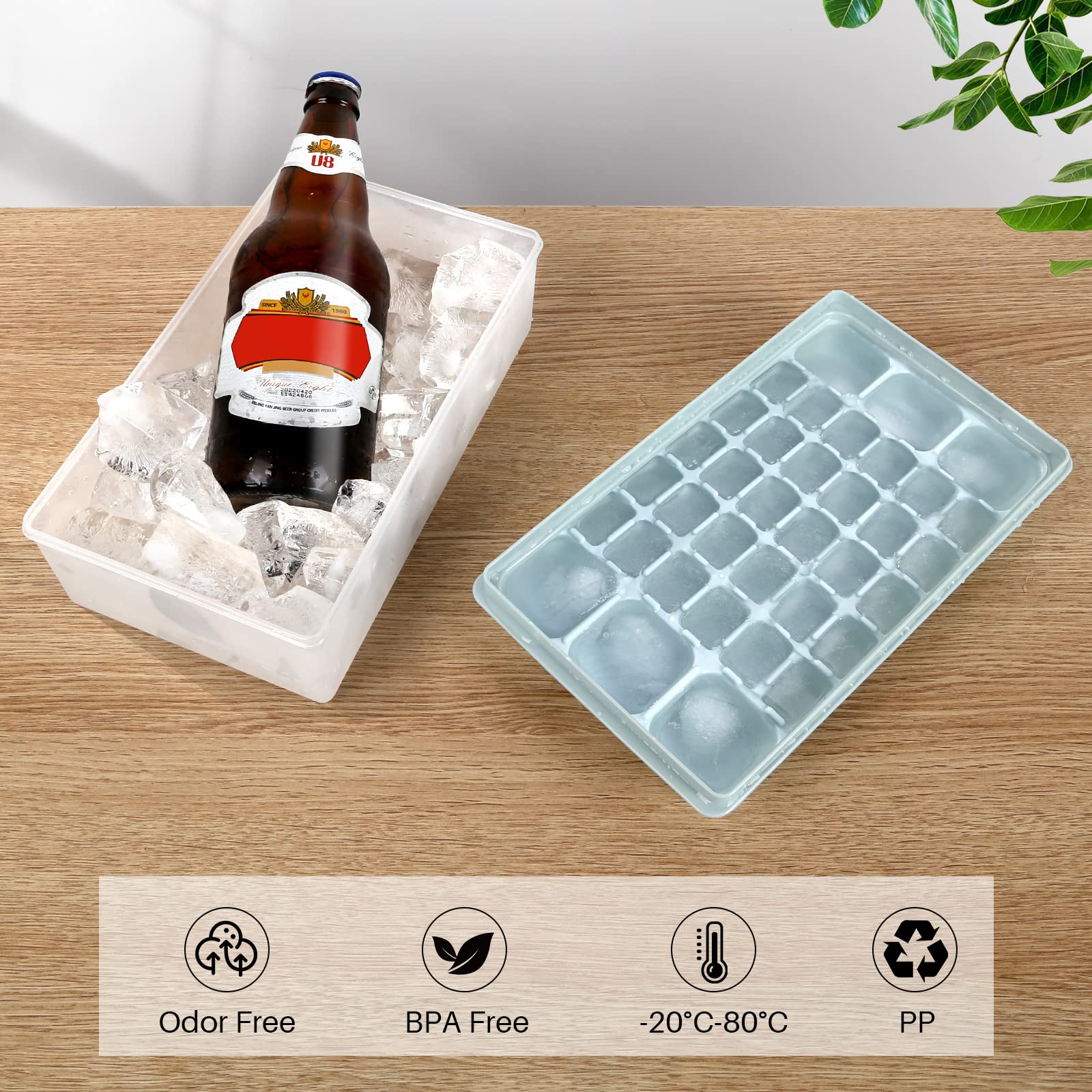 Mini Ice Cube Trays for Freezer - 72PCS BPA-Free Tiny Ice Cube Molds with Lid & Storage Bin, Easy Release Crushed Ice Trays for Cocktails, Coffee & Chilling Drinks (Includes 2 Trays, 1 Ice Bucket & 1 Scoop) - Perfect for Home Bars, Parties & Summer Beverages