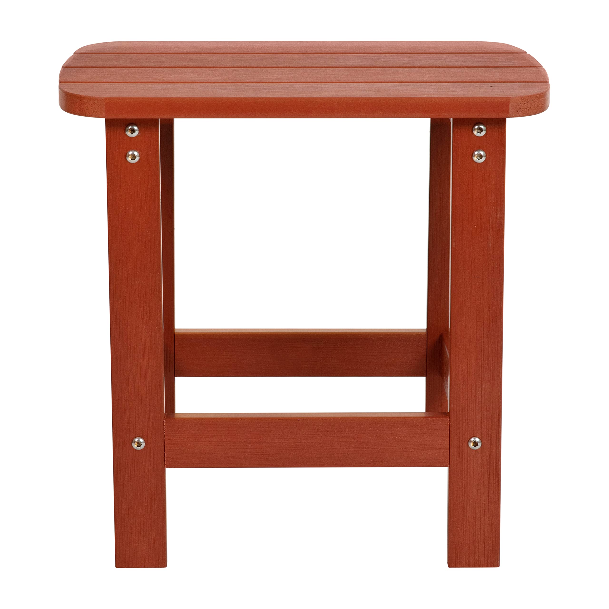 Charlestown All-Weather Red Poly Resin Adirondack Side Table - 3-Tier Commercial Grade Outdoor Patio Furniture - Perfect for Poolside, Garden, Deck & Porch Decor