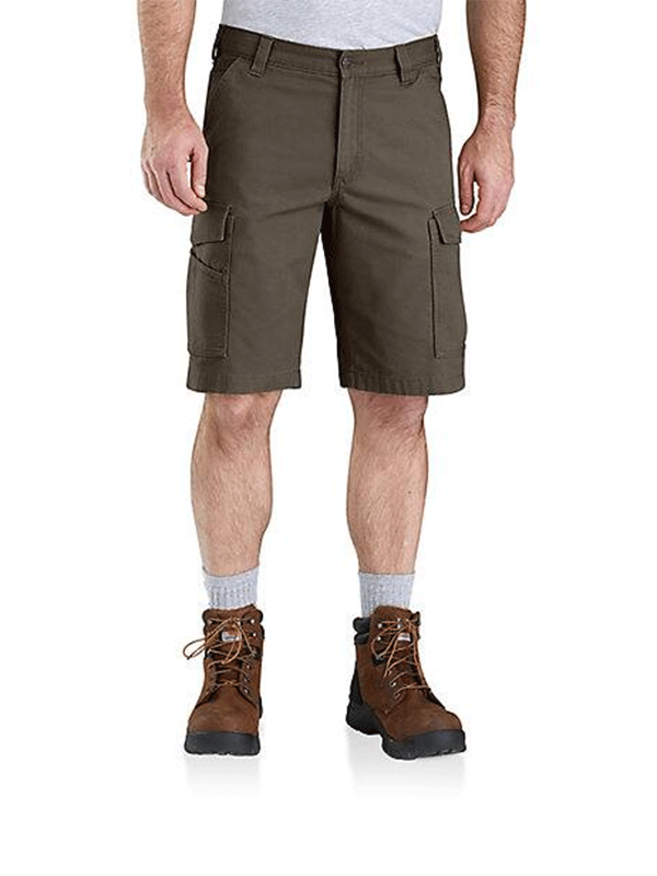 Carhartt 103542 217 Men's Rugged Flex® Relaxed Fit Canvas Cargo Work Shorts in Tarmac - Durable Workwear for Construction, Landscaping & Outdoor Activities