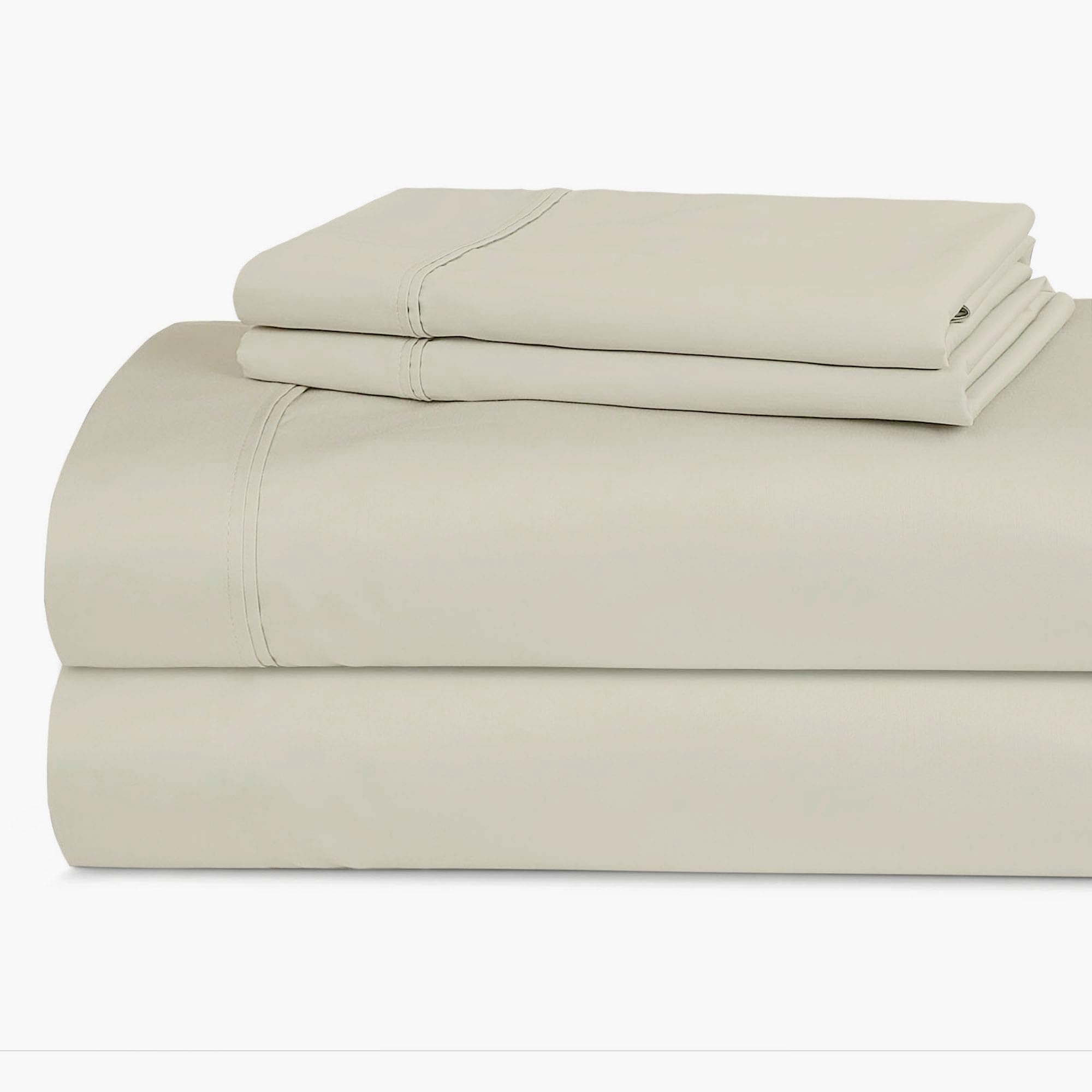 Luxury 100% Egyptian Cotton Queen Sheet Set - 4 Piece 800 Thread Count Premium Sateen Bedding with Deep Pocket - Includes Fitted Sheet, Flat Sheet & 2 Pillowcases (Ivory) - Perfect for Master Bedrooms, Guest Rooms & Hotel-Style Comfort