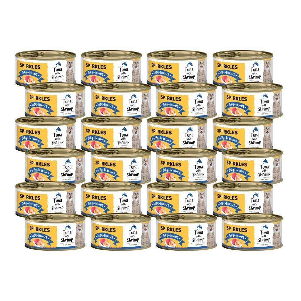 24-Pack Sparkles Gravylicious Jellylicious Wet Cat Food - 80g Cans with Chicken, Tuna & Salmon - Healthy Nutritious Meal for Adult & Senior Cats - Perfect for Daily Feeding & Weight Management