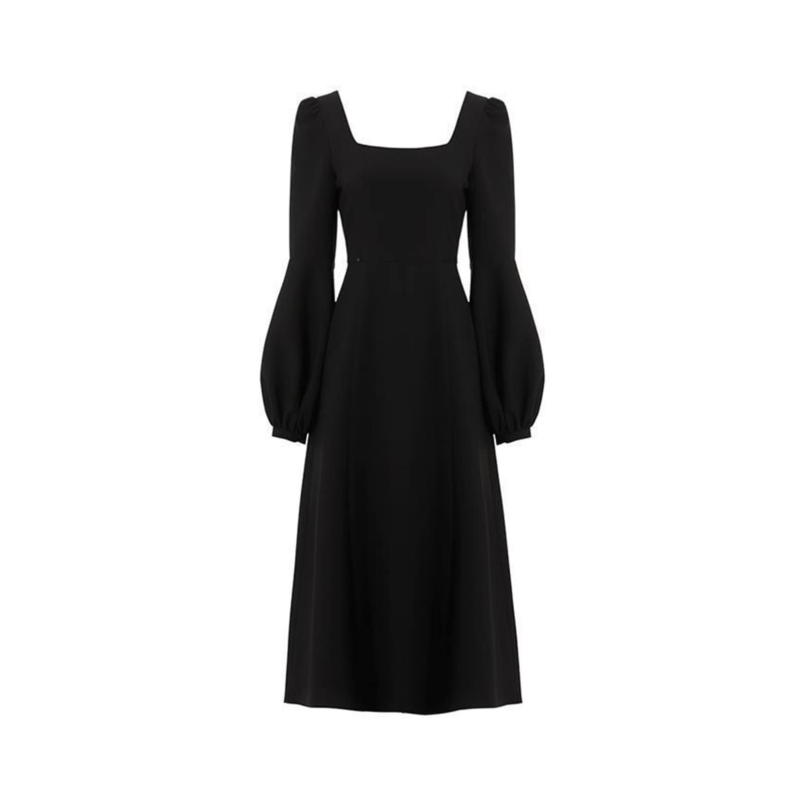 Black Retro Split Dress for Women - Long Sleeve Hepburn Style Chiffon Vintage Dress | Elegant Fall Fashion | Perfect for Cocktail Parties, Date Nights & Special Occasions (Color: Black, Size: M)