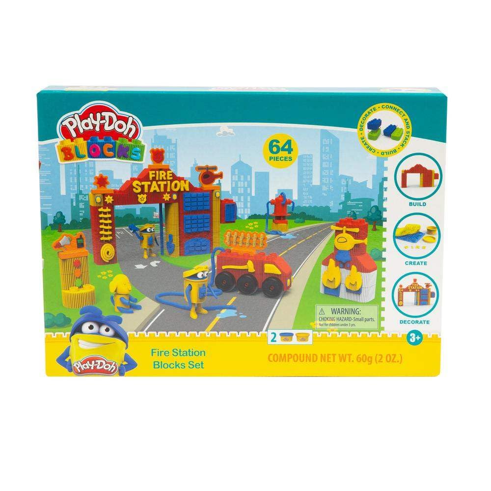 Play-Doh Blocks Fire Station Building Set - 24-Piece Creative Construction Toy for Kids, STEM Learning Activity, Pretend Play & Educational Fun (Great for Birthday Gifts & Classroom Activities)