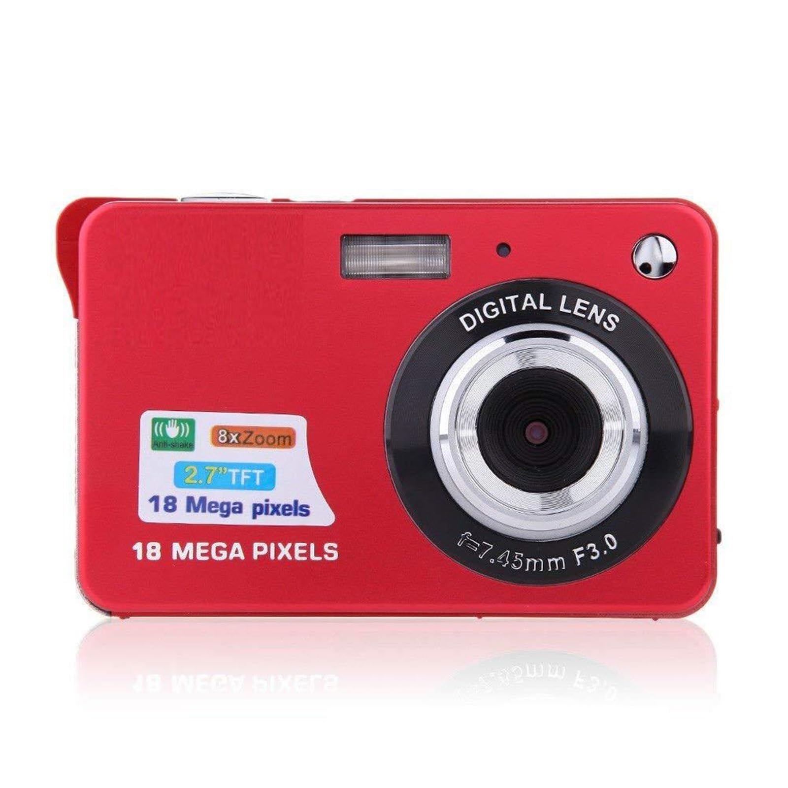 18MP HD Digital Camera for Students - Selfie Video Camcorder with Card Reader (Red) | Perfect for School Projects, Travel Photography & Vlogging