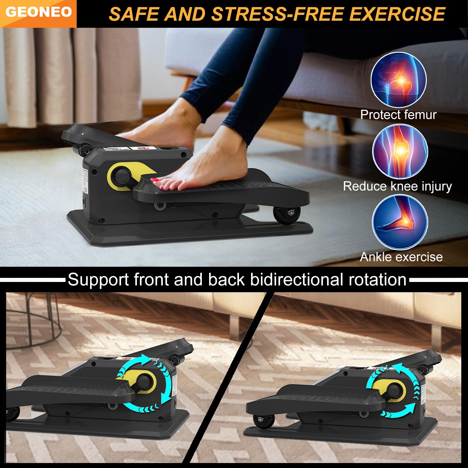 Under Desk Elliptical Machine - Quiet Electric Leg Exerciser for Seniors & Home Use | Compact Seated Pedal Exerciser with LCD Display, Remote Control & 12 Speed Levels | Perfect for Office Workouts, Physical Therapy & Low-Impact Home Fitness
