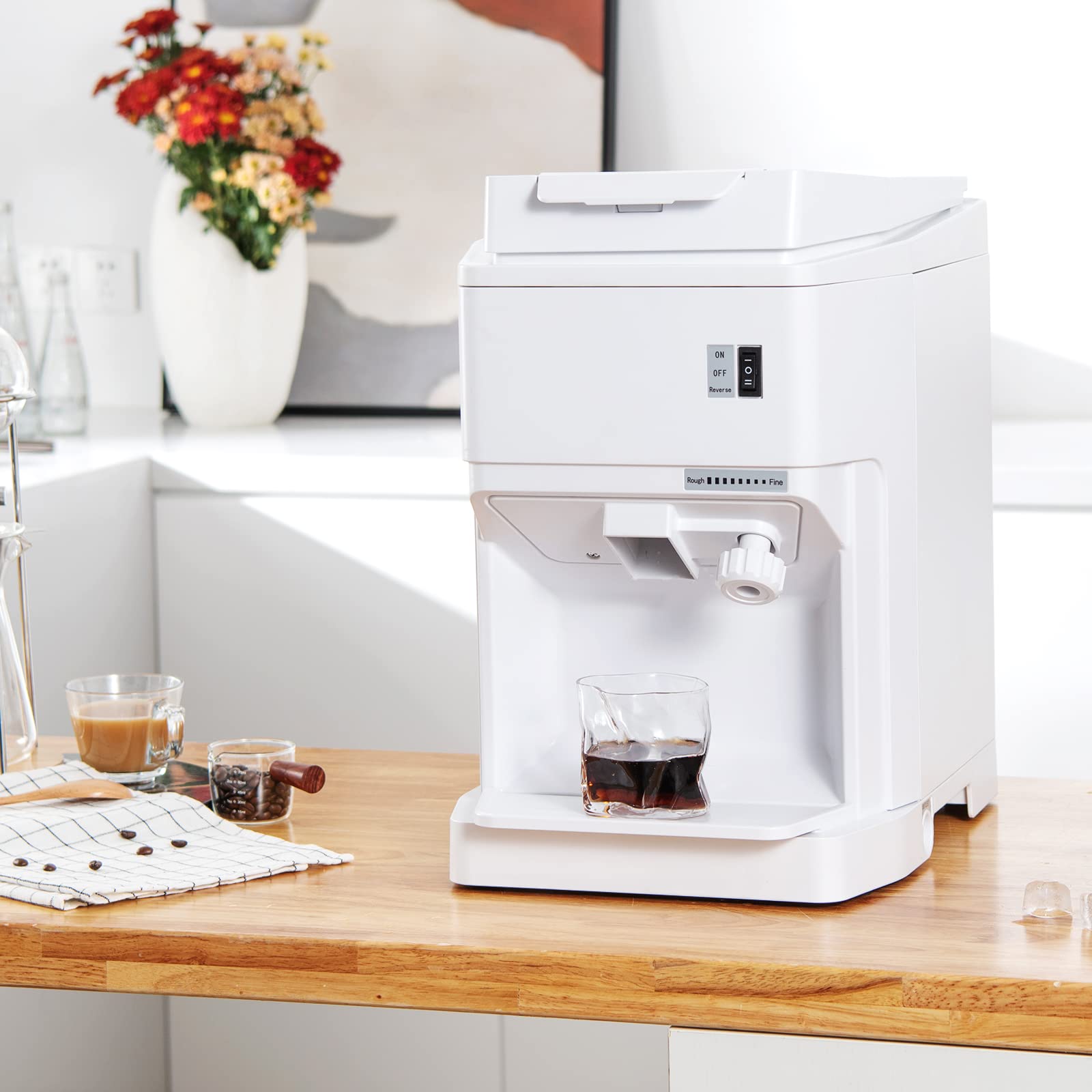 TANGZON 350W Commercial Ice Shaver Machine - Adjustable Ice Thickness, 120kg/h High Capacity, Food Grade Stainless Steel Snow Cone Maker with Drain Pipe - Perfect for Home Kitchen, Bars, Restaurants, and Catering Businesses (Great for Smoothies, Cocktails, and Frozen Treats)