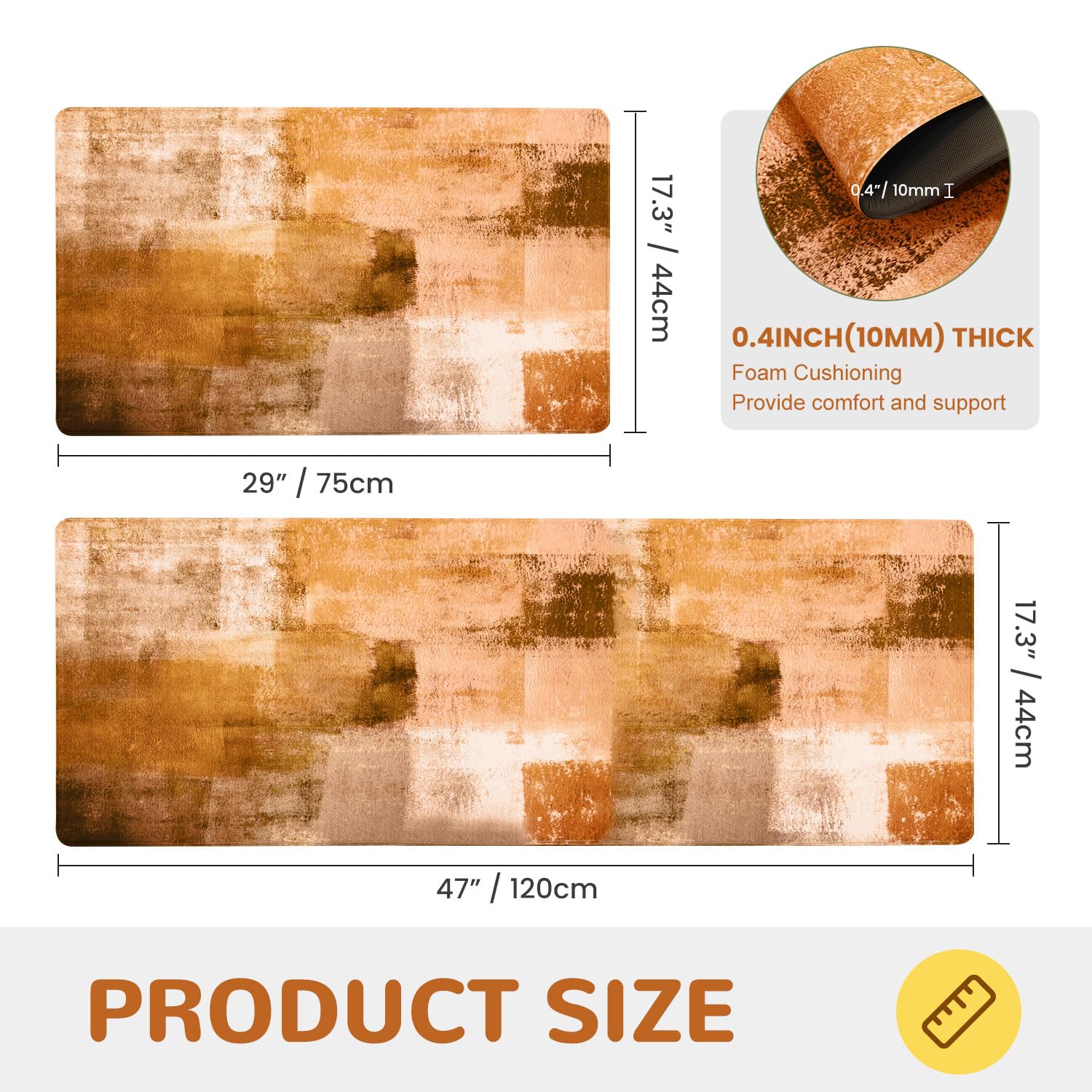 OTOB Kitchen Mats Set of 2 - Non-Slip Waterproof Anti-Fatigue Floor Mats for Kitchen, Office & Laundry Room - Comfortable Standing Mat with Modern Abstract Design - Perfect for Cooking, Dishwashing & Long Work Hours