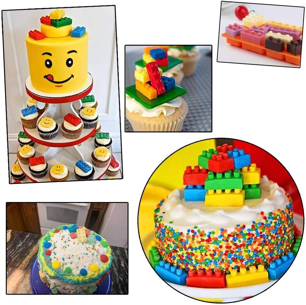 Skytail 2-Pack Lego Brick Silicone Molds for Baking - Chocolate, Candy, Ice Cube, Muffin, Jelly, Gummy, Fondant, Clay & Crayon - Perfect for DIY Cake, Cupcake Decorations & Kids Party Treats