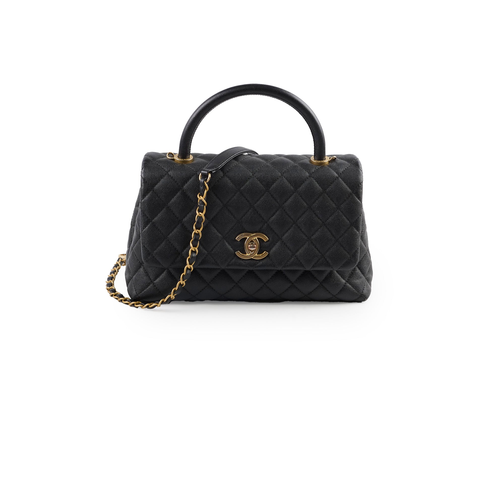 Chanel Medium COCO Handle Bag in Black Caviar Leather - Perfect for Work, Evening Events & Luxury Fashion Accessories
