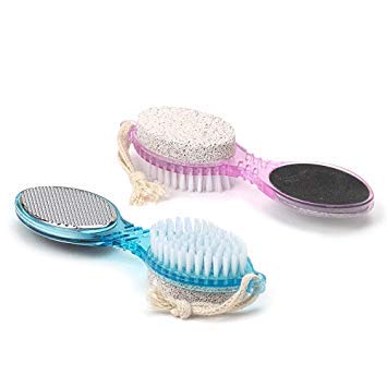 4-in-1 Multicolor Pedicure Kit with Foot File, Scrubber & Brush - 2 Pack for Smooth Feet - Perfect for Home Spa, Salon & Travel Foot Care