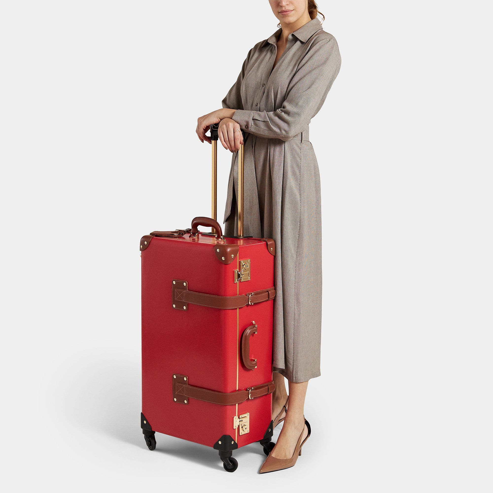The Diplomat Red Check-In Spinner Luggage - Lightweight Expandable Carry-On Suitcase for Business Travel & Vacation (Airplane Approved)