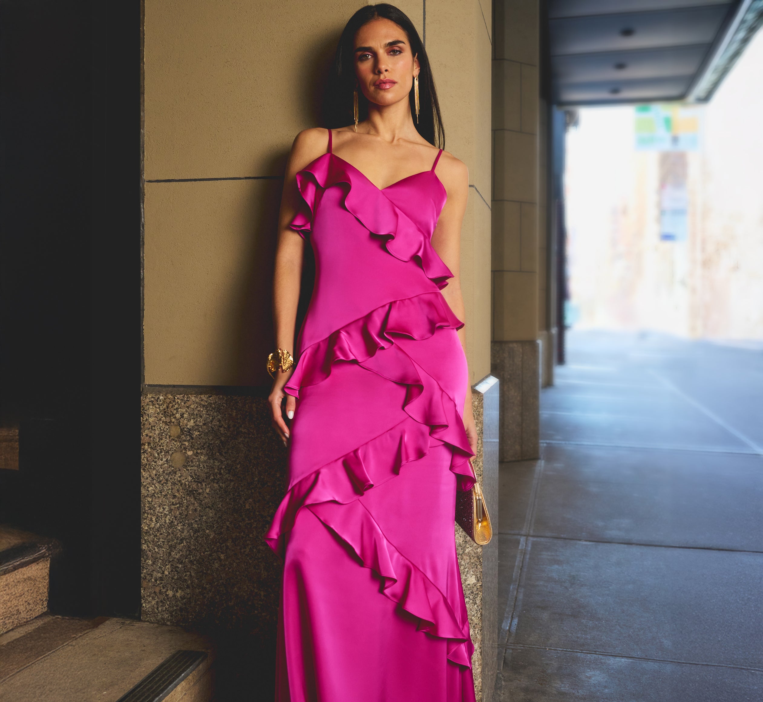 Elegant Satin Ruffle Slip Gown - Sexy Electric Passion Nightgown for Women | Perfect for Valentine's Day, Anniversary, Honeymoon & Romantic Nights