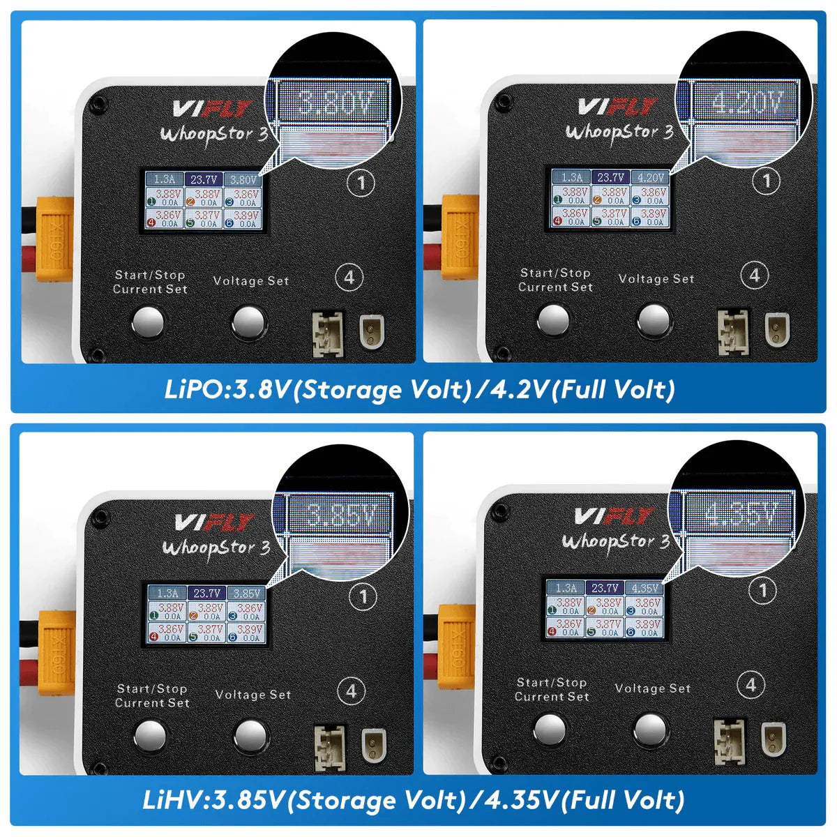 VIFLY WhoopStor 3 1S LiPo/LiHV 6-Channel Battery Storage Charger - Compatible with BT2.0 & PH2.0 Connectors | Fast USB-C Charging for Drone & RC Batteries | Perfect for FPV Racing and DIY Projects