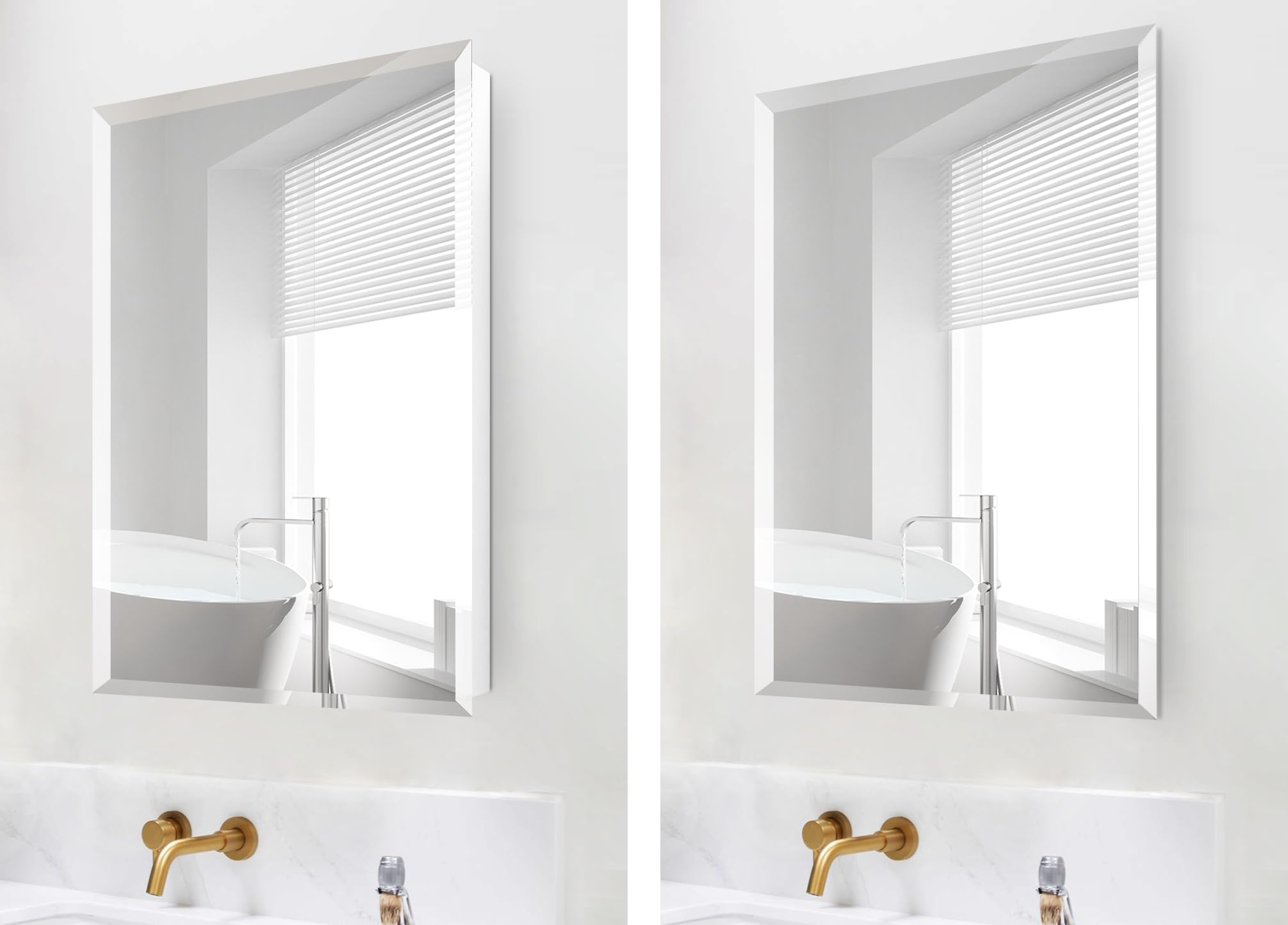 14x24 Inch Frameless Medicine Cabinet with Beveled Mirror - Wall Mounted Bathroom Storage for Toilet & Kitchen - Recessed or Surface Mount Installation - Perfect for Small Spaces & Modern Bathrooms