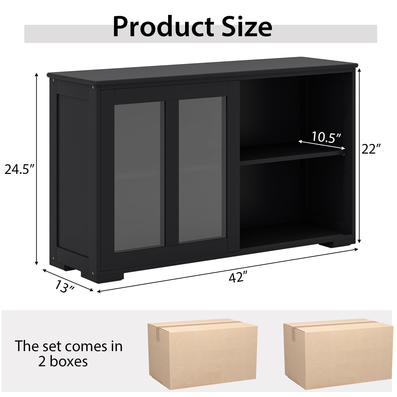 Costzon 2-Door Wooden Sideboard Buffet Cabinet with Adjustable Shelf & Sliding Glass Doors - Kitchen Storage, Coffee Bar Console Table for Living Room, Dining Room, Hallway - Perfect for Home Decor & Entertaining Guests