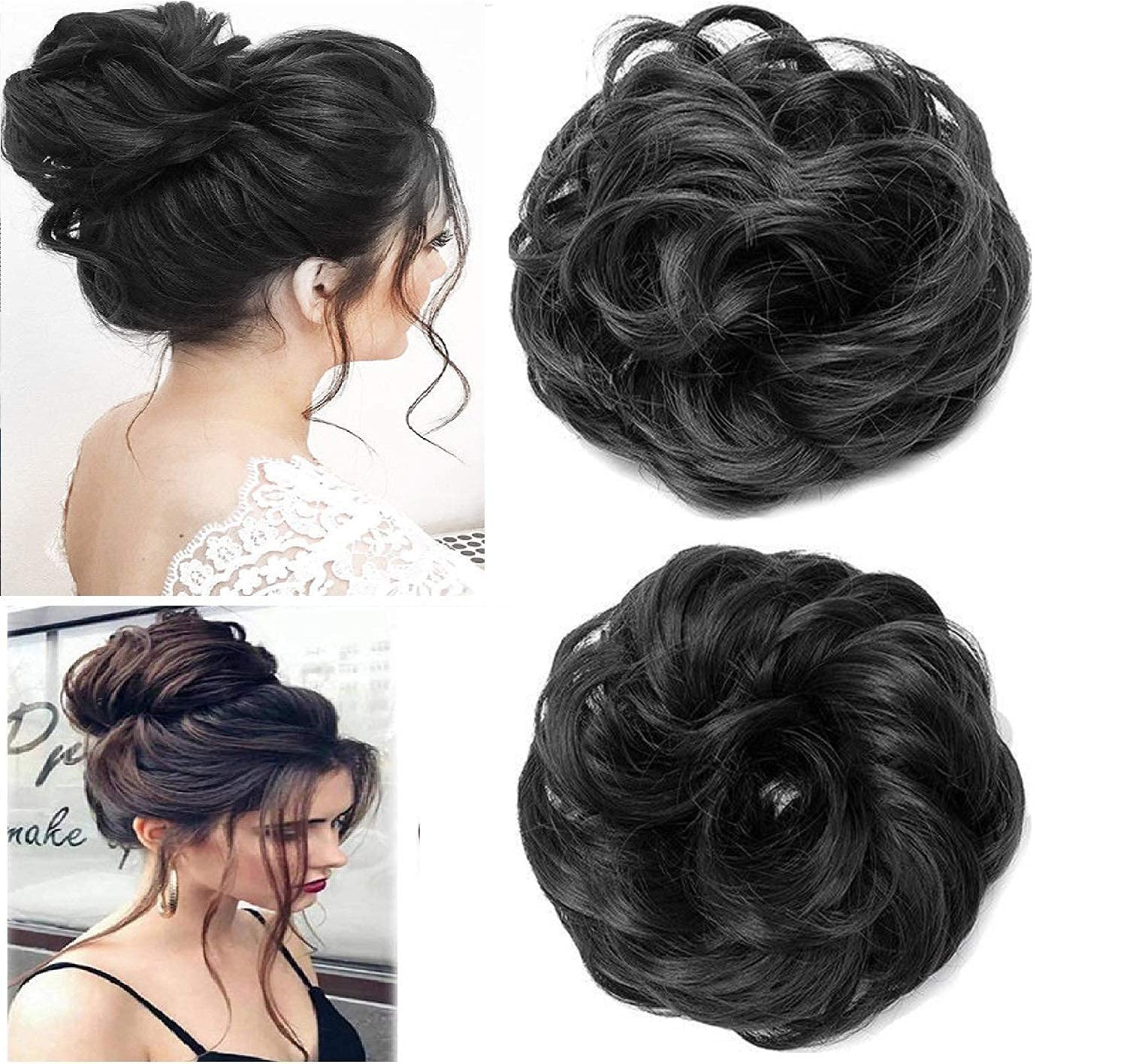 CLITZ Messy Bun Hair Extension for Women & Girls - Natural Black | Clip-In Hairpiece for Quick & Easy Updos | Perfect for Parties, Weddings & Everyday Styling [Pack of 1]