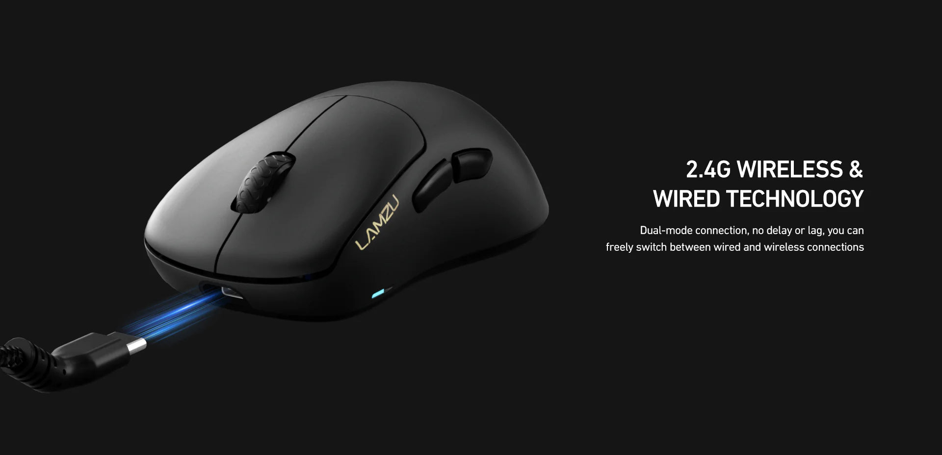 Lamzu Thorn 4K Wireless Gaming Mouse - Ultra-Lightweight Ergonomic Design, 4K Polling Rate, Black (4K Dongle Included) - Perfect for FPS, MOBA & PC Gaming Enthusiasts