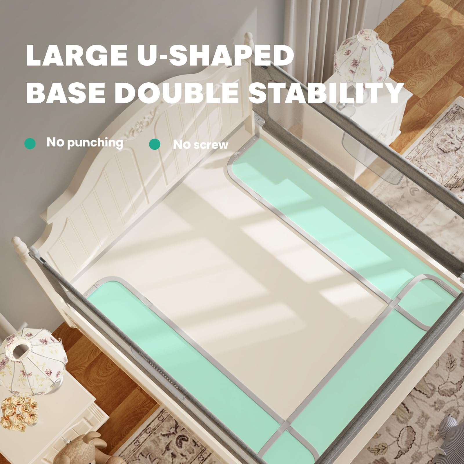 MHOMER Foldable Toddler Bed Rail - 60