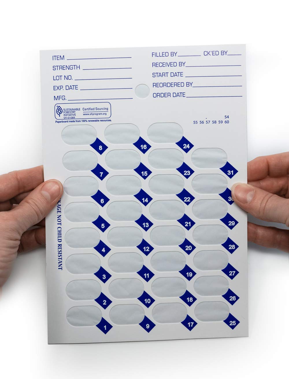 100 Pack Monthly/Weekly Cold Seal Medication Blister Pack Cards - No Equipment Needed, Easy Fill & Seal System (31-Day Supply) for Home Pharmacy Organization & Travel Medication Management