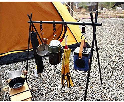 Outdoor Camping Hanging Rack - Foldable Triangle Shelf with Hooks | Multifunctional Cookware Organizer for Backpacking, Hiking & Picnics (Large Size)